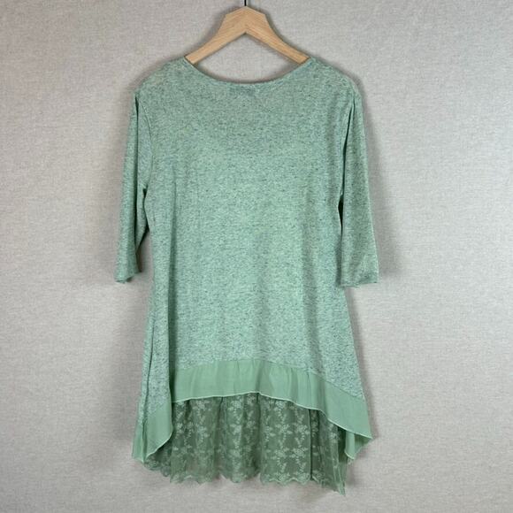 Simply Noelle Womens Fairy Tunic Top Size L/XL Lace Trim Boho Whimsical Green - Picture 8 of 11